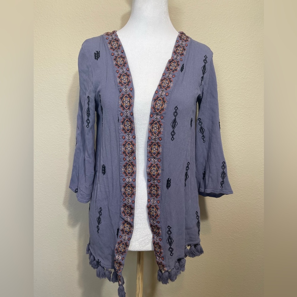 Vintage boho Xhilaration embroidered open front festival kimono